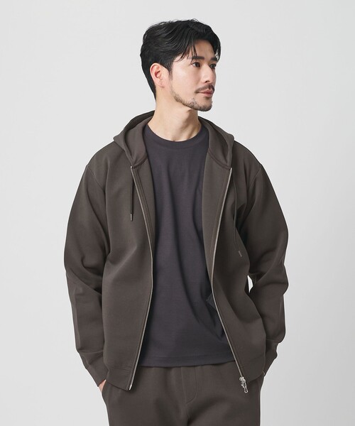 BEAUTY&YOUTH UNITED ARROWS（ビューティーアンドユースユナイテッドアローズ）の「【WEB限定 WARDROBE SMART】ダブルニット ジップパーカー/セットアップ対応【抗菌・防臭】（パーカー・メンズ・ダークグレー/ブラック/オリーブ/グレー・S/M/L/XL）」の3枚目の写真