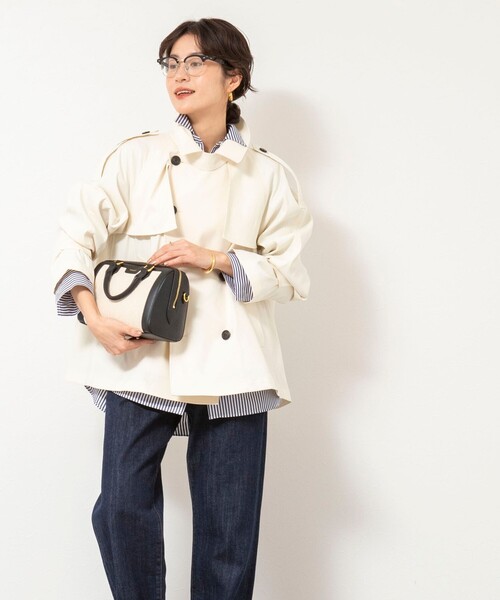 NOLLEY’S（ノーリーズ）の「NMPウォッシャブルショートトレンチコート（ブルゾン・レディース・ベージュ/オフホワイト・M）」の7枚目の写真