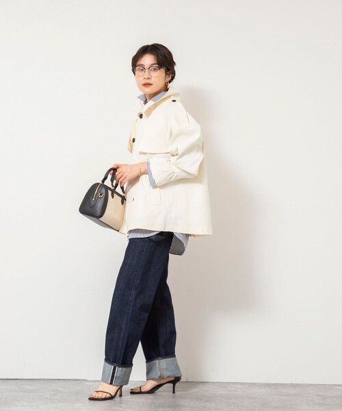 NOLLEY’S（ノーリーズ）の「NMPウォッシャブルショートトレンチコート（ブルゾン・レディース・ベージュ/オフホワイト・M）」の8枚目の写真