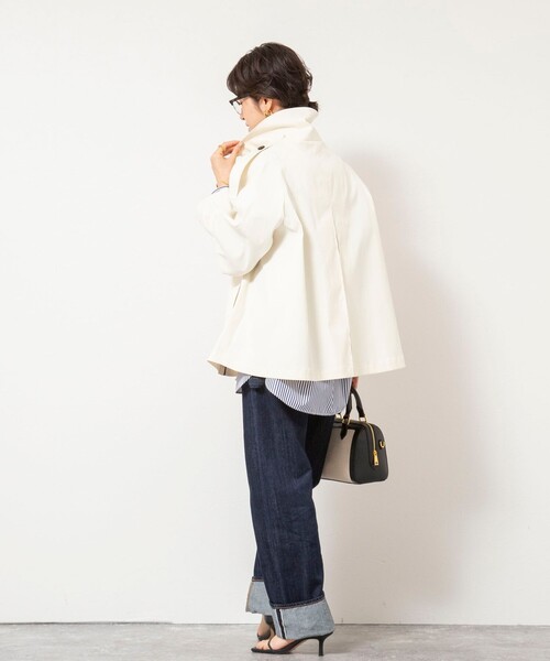 NOLLEY’S（ノーリーズ）の「NMPウォッシャブルショートトレンチコート（ブルゾン・レディース・ベージュ/オフホワイト・M）」の9枚目の写真