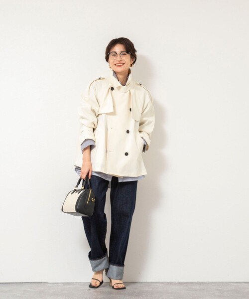 NOLLEY’S（ノーリーズ）の「NMPウォッシャブルショートトレンチコート（ブルゾン・レディース・ベージュ/オフホワイト・M）」の10枚目の写真