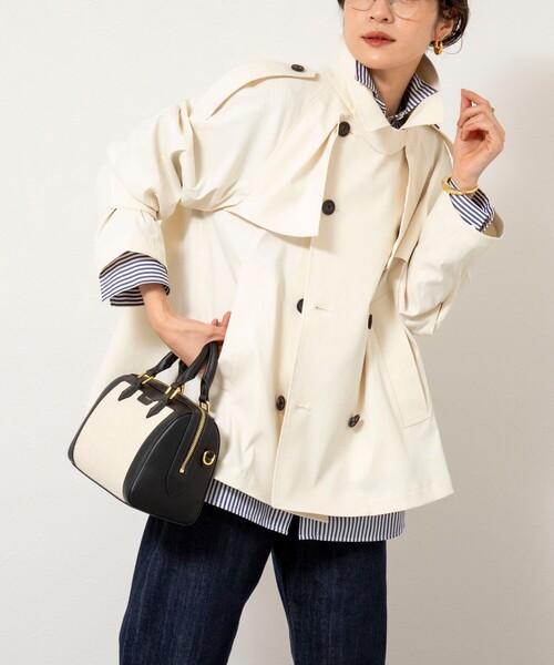 NOLLEY’S（ノーリーズ）の「NMPウォッシャブルショートトレンチコート（ブルゾン・レディース・ベージュ/オフホワイト・M）」の15枚目の写真