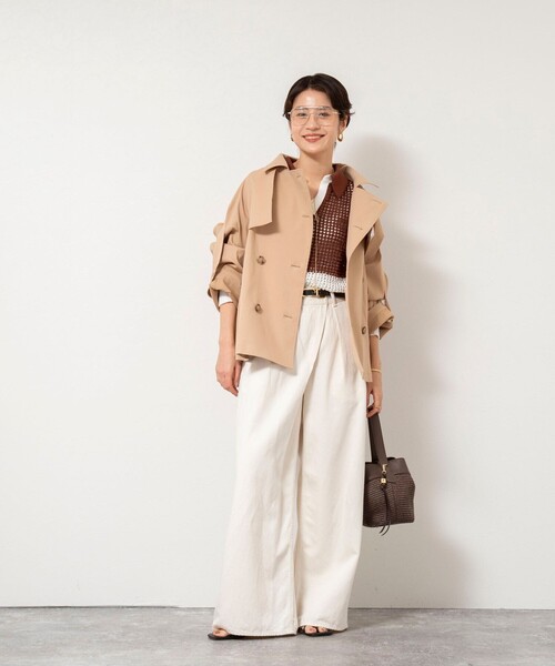 NOLLEY’S（ノーリーズ）の「NMPウォッシャブルショートトレンチコート（ブルゾン・レディース・ベージュ/オフホワイト・M）」の16枚目の写真