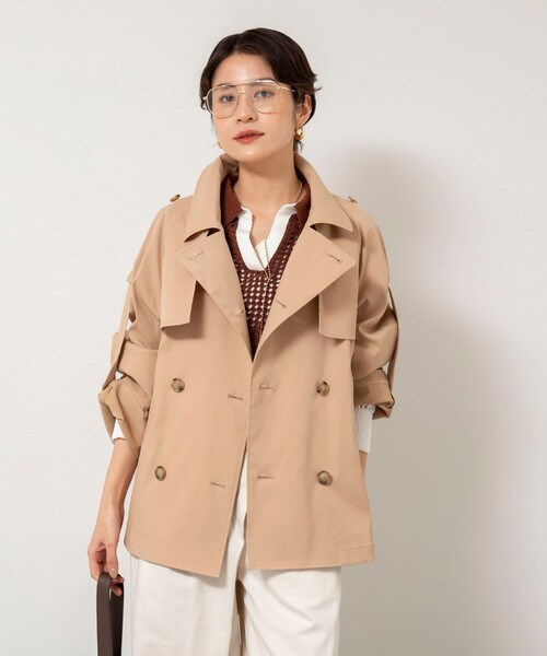 NOLLEY’S（ノーリーズ）の「NMPウォッシャブルショートトレンチコート（ブルゾン・レディース・ベージュ/オフホワイト・M）」の20枚目の写真