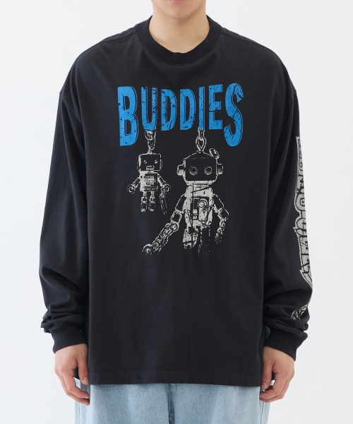 eastserviceshop(イーストサービスショップ)の「Robo Service Long Sleeve - Washed Charcoal(Tシャツ/カットソー・レディース・チャコール・SMALL/MEDIUM/LARGE)」の1枚目の写真
