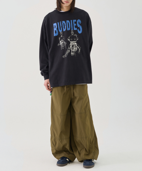 eastserviceshop(イーストサービスショップ)の「Robo Service Long Sleeve - Washed Charcoal(Tシャツ/カットソー・レディース・チャコール・SMALL/MEDIUM/LARGE)」の5枚目の写真