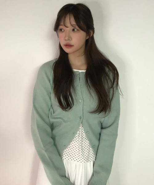 Birthday room（バースデイルーム）の「Uネックニットカラーカーディガン/U-neck knit color cardigan（カーディガン/ボレロ・レディース・ピンク/ミント/ネイビー・FREE）」の17枚目の写真