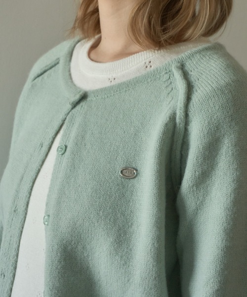 Birthday room（バースデイルーム）の「Uネックニットカラーカーディガン/U-neck knit color cardigan（カーディガン/ボレロ・レディース・ピンク/ミント/ネイビー・FREE）」の4枚目の写真