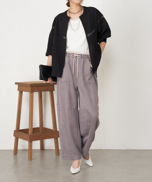 Jena espace merveilleux(ジェナ エスパスメルヴェイユ)の「レイヤード風スエードカーブパンツ(その他パンツ・レディース・グレー/ベージュ・FREE)」の3枚目の写真