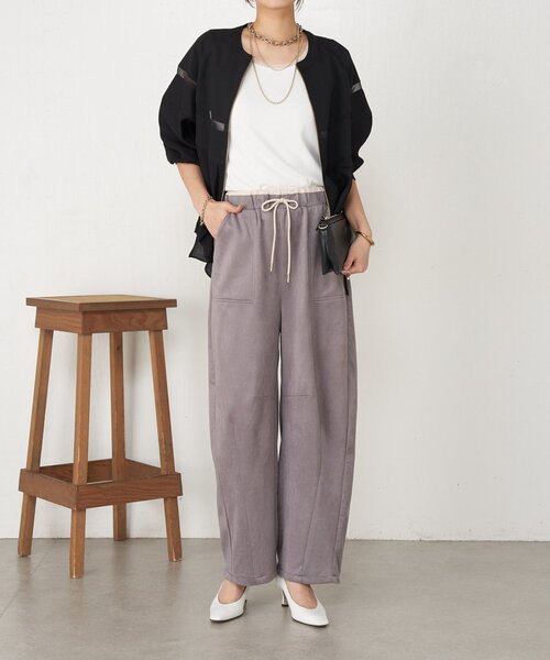 Jena espace merveilleux(ジェナ エスパスメルヴェイユ)の「レイヤード風スエードカーブパンツ(その他パンツ・レディース・グレー/ベージュ・FREE)」の4枚目の写真