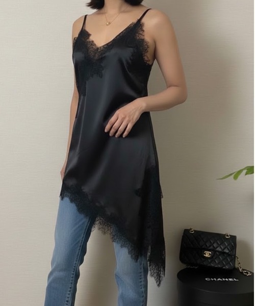 Lana821(ラナハニー)の「アシンメトリー シルキーキャミソール(キャミソール・レディース・ブラック/ブラウン/ホワイト・S/M)」の16枚目の写真