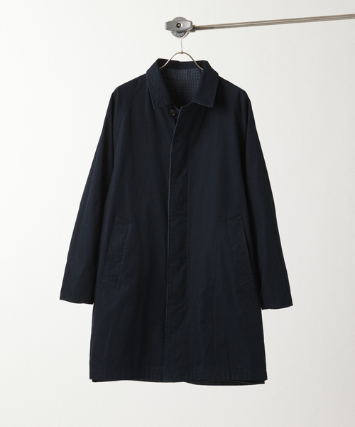 チェック リバーシブル ステンカラー コート（ステンカラーコート