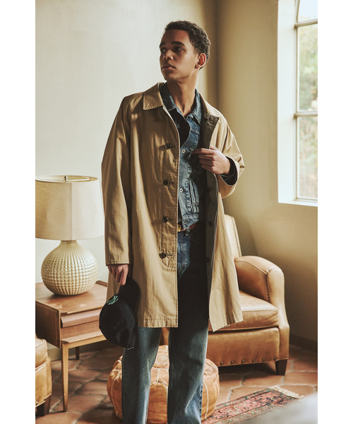 チェック リバーシブル ステンカラー コート（ステンカラーコート