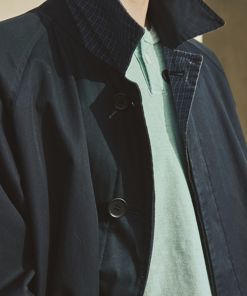 JOURNAL STANDARD（ジャーナルスタンダード）の「チェック リバーシブル ステンカラー コート（ステンカラーコート・メンズ・ネイビー/ベージュ・LARGE/MEDIUM）」の5枚目の写真