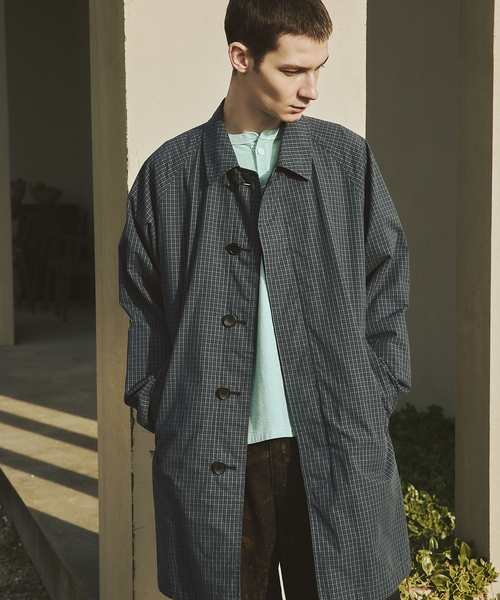 JOURNAL STANDARD（ジャーナルスタンダード）の「チェック リバーシブル ステンカラー コート（ステンカラーコート・メンズ・ネイビー/ベージュ・LARGE/MEDIUM）」の7枚目の写真