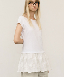 DOFFSEPT（ドフセプト）の「Lace Layered T-shirts in White（Tシャツ/カットソー）」