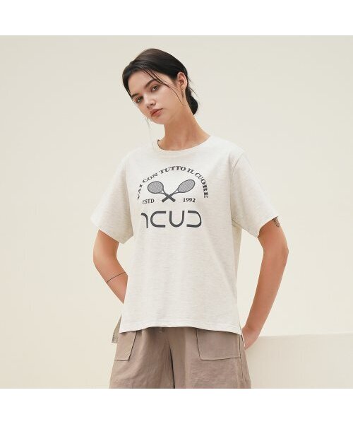 ACUD(アクド)の「Logo Printed Half Sleeve T-shirt_Oatmeal(Tシャツ/カットソー・レディース・その他・FREE)」の1枚目の写真