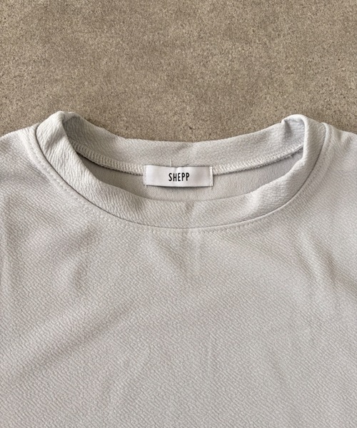 SHEPP(シープ)の「【26年春新作】タグデザインチェック切替ハーフスリーブビッグシルエットT(Tシャツ/カットソー・メンズ・ブラック/ホワイト/グレー・L/M)」の6枚目の写真