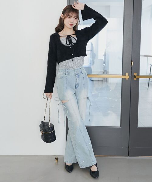 MAJESTIC LEGON(マジェスティックレゴン)の「キャミ×シャギーショートカーデセット(カーディガン/ボレロ・レディース・ブラック系その他/ベージュ系その他2/ブラック系その他2・MEDIUM)」の5枚目の写真