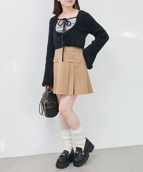 MAJESTIC LEGON(マジェスティックレゴン)の「キャミ×シャギーショートカーデセット(カーディガン/ボレロ・レディース・ブラック系その他/ベージュ系その他2/ブラック系その他2・MEDIUM)」の9枚目の写真