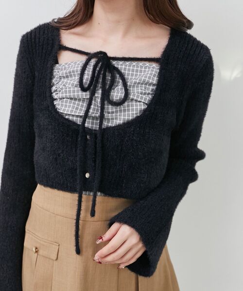 MAJESTIC LEGON(マジェスティックレゴン)の「キャミ×シャギーショートカーデセット(カーディガン/ボレロ・レディース・ブラック系その他/ベージュ系その他2/ブラック系その他2・MEDIUM)」の14枚目の写真