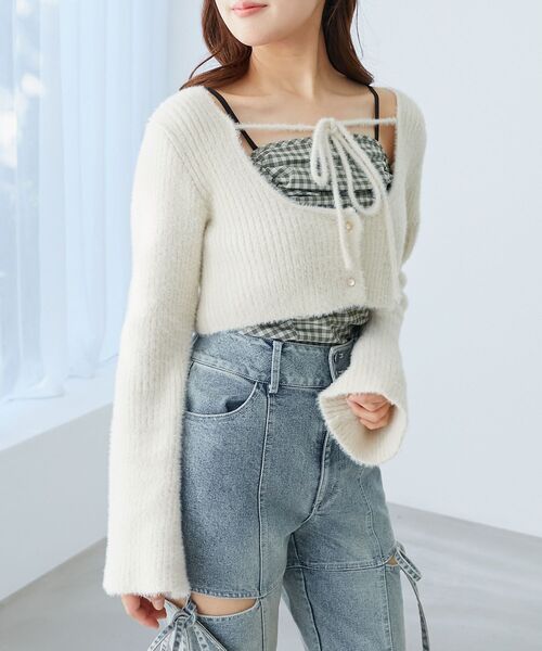 MAJESTIC LEGON(マジェスティックレゴン)の「キャミ×シャギーショートカーデセット(カーディガン/ボレロ・レディース・ブラック系その他/ベージュ系その他2/ブラック系その他2・MEDIUM)」の19枚目の写真