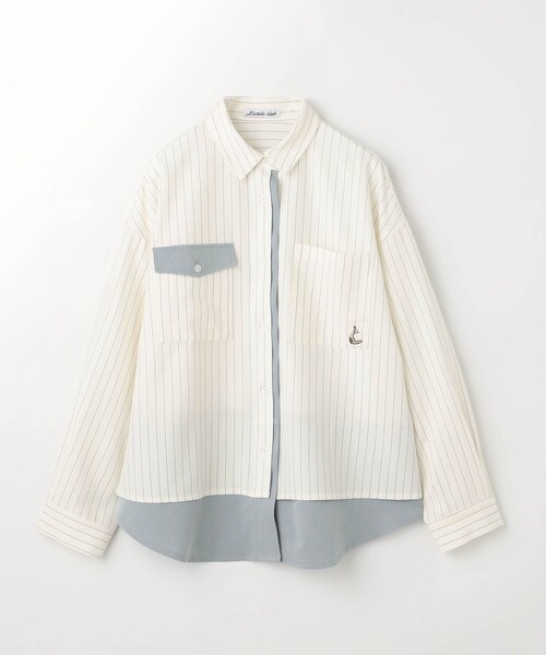 NICOLE CLUB(ニコル クラブ)の「レイヤードオーバーシャツ(シャツ/ブラウス・レディース・オフホワイト/ブルー/チャコールグレー・M)」の18枚目の写真