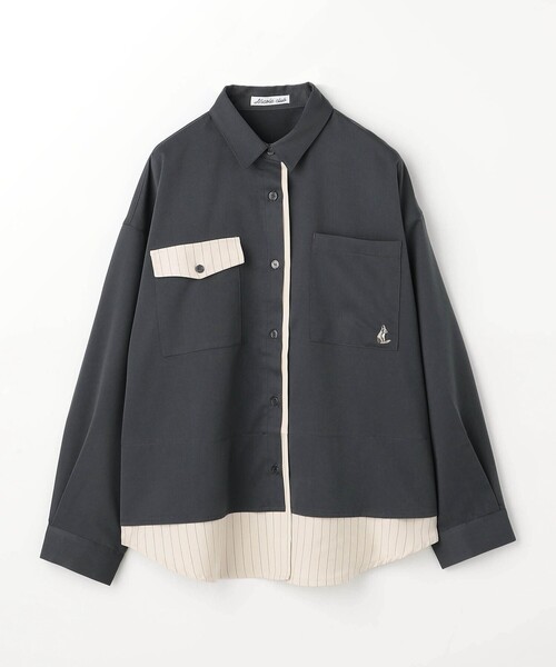 NICOLE CLUB(ニコル クラブ)の「レイヤードオーバーシャツ(シャツ/ブラウス・レディース・オフホワイト/ブルー/チャコールグレー・M)」の19枚目の写真