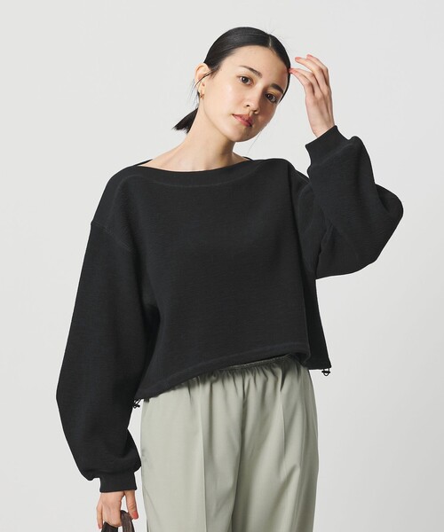 BEAUTY&YOUTH UNITED ARROWS（ビューティーアンドユースユナイテッドアローズ）の「クロップド ボートネックプルオーバー（Tシャツ/カットソー・レディース・ネイビー/ライム/ホワイト・FREE）」の4枚目の写真