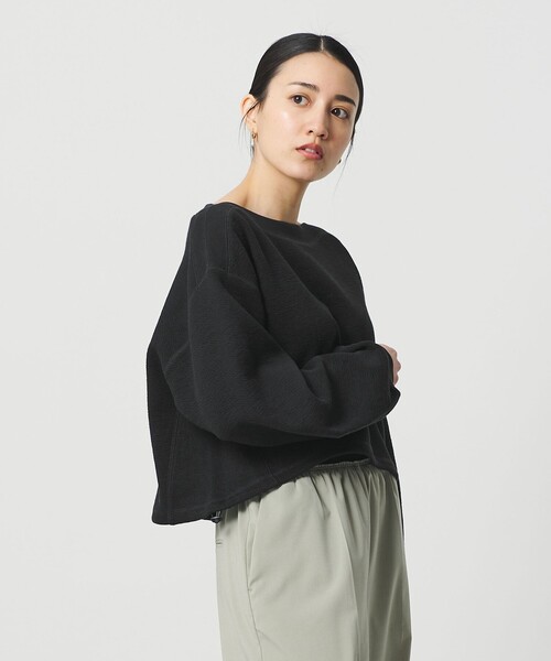 BEAUTY&YOUTH UNITED ARROWS（ビューティーアンドユースユナイテッドアローズ）の「クロップド ボートネックプルオーバー（Tシャツ/カットソー・レディース・ネイビー/ライム/ホワイト・FREE）」の5枚目の写真