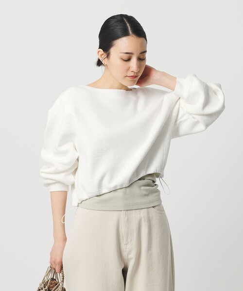 BEAUTY&YOUTH UNITED ARROWS（ビューティーアンドユースユナイテッドアローズ）の「クロップド ボートネックプルオーバー（Tシャツ/カットソー・レディース・ネイビー/ライム/ホワイト・FREE）」の7枚目の写真