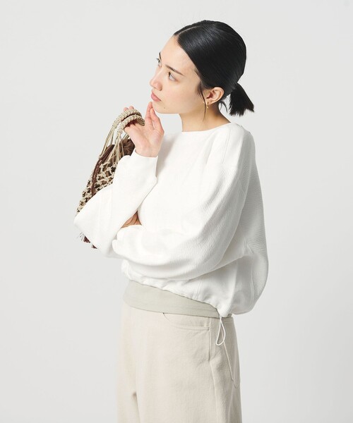 BEAUTY&YOUTH UNITED ARROWS（ビューティーアンドユースユナイテッドアローズ）の「クロップド ボートネックプルオーバー（Tシャツ/カットソー・レディース・ネイビー/ライム/ホワイト・FREE）」の8枚目の写真