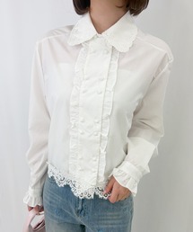 【ZOZOTOWN限定】フロントボタンレースフリルブラウス
