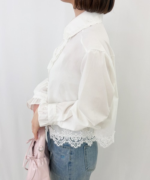 frunco（フランコ）の「【ZOZOTOWN限定】フロントボタンレースフリルブラウス（シャツ/ブラウス・レディース・ホワイト/ブラック・FREE）」の6枚目の写真
