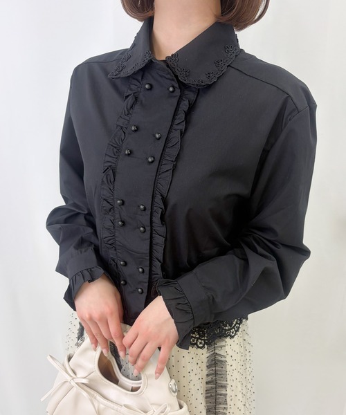 frunco（フランコ）の「【ZOZOTOWN限定】フロントボタンレースフリルブラウス（シャツ/ブラウス・レディース・ホワイト/ブラック・FREE）」の8枚目の写真