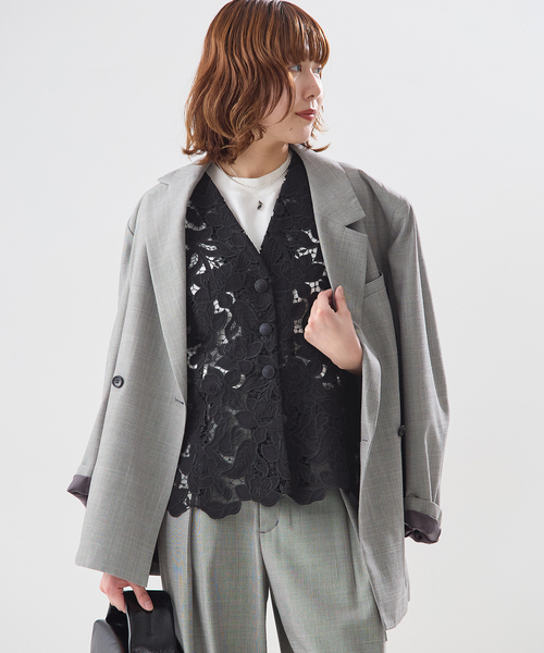 journal standard L'essage（ジャーナルスタンダードレサージュ）の「フラワーレースベスト（ベスト・レディース・ホワイト/ブラック・FREE）」の5枚目の写真