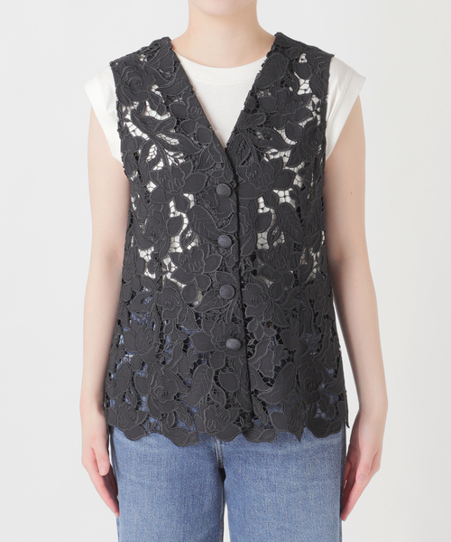 journal standard L'essage（ジャーナルスタンダードレサージュ）の「フラワーレースベスト（ベスト・レディース・ホワイト/ブラック・FREE）」の13枚目の写真