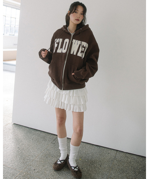 HAVISM(ヘビズム)の「CORDUROY FLOWER ZIP UP HOOD(BROWN)(パーカー・レディース・その他・ONE SIZE)」の4枚目の写真