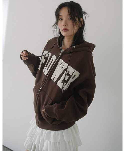 HAVISM(ヘビズム)の「CORDUROY FLOWER ZIP UP HOOD(BROWN)(パーカー・レディース・その他・ONE SIZE)」の5枚目の写真