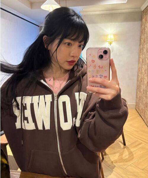 HAVISM(ヘビズム)の「CORDUROY FLOWER ZIP UP HOOD(BROWN)(パーカー・レディース・その他・ONE SIZE)」の2枚目の写真