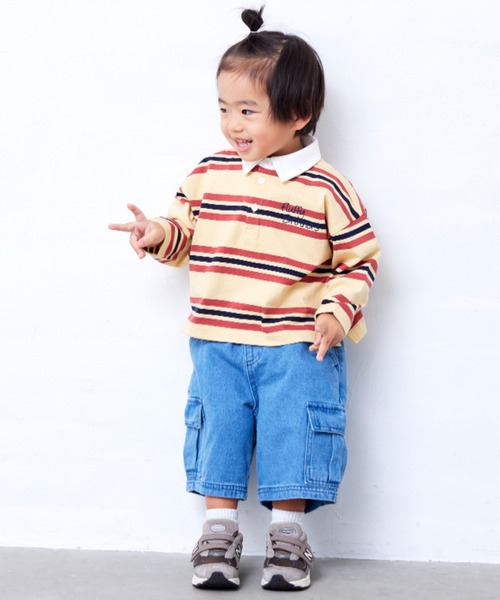 Fluffy BROTHERS（フラッフィーブラザーズ）の「カーゴハーフパンツ（カーゴパンツ・キッズ・ブルー/ベージュ系その他・130cm/120cm/110cm/90cm/150cm/140cm/100cm）」の4枚目の写真