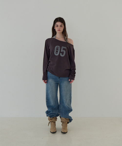 5OML(オーオーエムエル)の「ツーウェイオフショルダー ロングスリーブ (ホルターネックセット) (チャコール)(Tシャツ/カットソー・レディース・チャコール・FREE)」の3枚目の写真