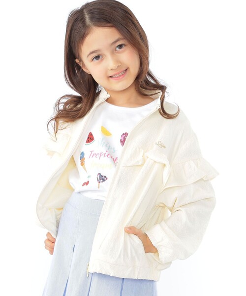 SHIPS(シップス)の「SHIPS KIDS:100~130cm / 〈UVカット〉ドライタッチ フリル ライト ブルゾン(その他アウター・キッズ・クリーム/ライトブルー・100/110/130/120)」の2枚目の写真