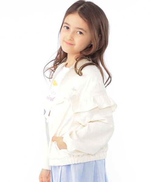 SHIPS(シップス)の「SHIPS KIDS:100~130cm / 〈UVカット〉ドライタッチ フリル ライト ブルゾン(その他アウター・キッズ・クリーム/ライトブルー・100/110/130/120)」の3枚目の写真