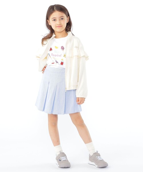 SHIPS(シップス)の「SHIPS KIDS:100~130cm / 〈UVカット〉ドライタッチ フリル ライト ブルゾン(その他アウター・キッズ・クリーム/ライトブルー・100/110/130/120)」の6枚目の写真