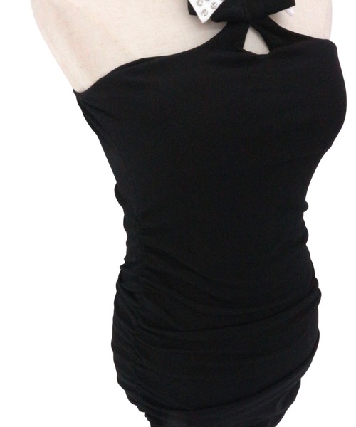 ALLuRing ChaRm(アリュリングチャーム)の「Shirt Collar Cutout Mini Dress / シャツカラーカットアウトミニワンピース カップ付(ワンピース・レディース・ブラック・FREE)」の19枚目の写真