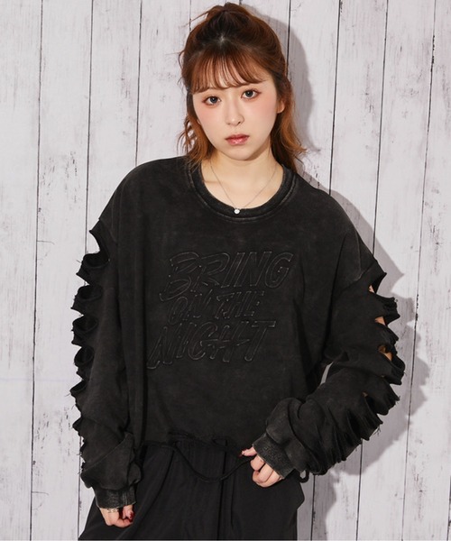 GORGE(ゴージ)の「《ダメージ・ロゴエンボス》トレーナー/カジュアル×ストリート/春秋/全2色(スウェット・レディース・ピンク/ブラック・F)」の9枚目の写真
