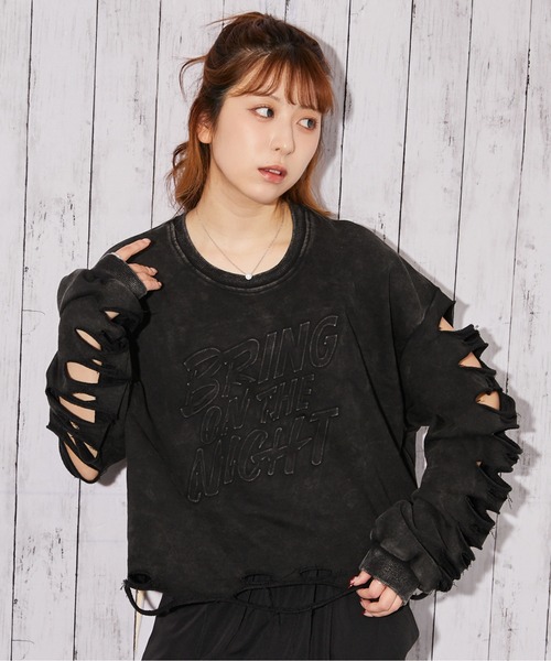 GORGE(ゴージ)の「《ダメージ・ロゴエンボス》トレーナー/カジュアル×ストリート/春秋/全2色(スウェット・レディース・ピンク/ブラック・F)」の10枚目の写真