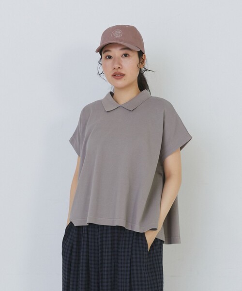 conges payes ADIEU TRISTESSE(コンジェ ペイエ アデュートリステス)の「フレアーポロシャツ(ポロシャツ・レディース・グレイッシュベージュ/チャコールグレー/ベージュ・FREE)」の7枚目の写真