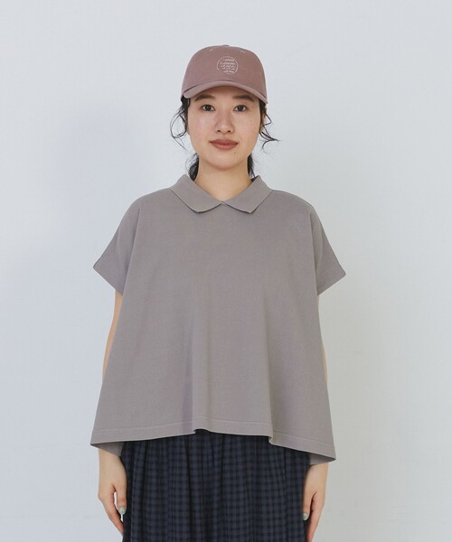 conges payes ADIEU TRISTESSE(コンジェ ペイエ アデュートリステス)の「フレアーポロシャツ(ポロシャツ・レディース・グレイッシュベージュ/チャコールグレー/ベージュ・FREE)」の8枚目の写真
